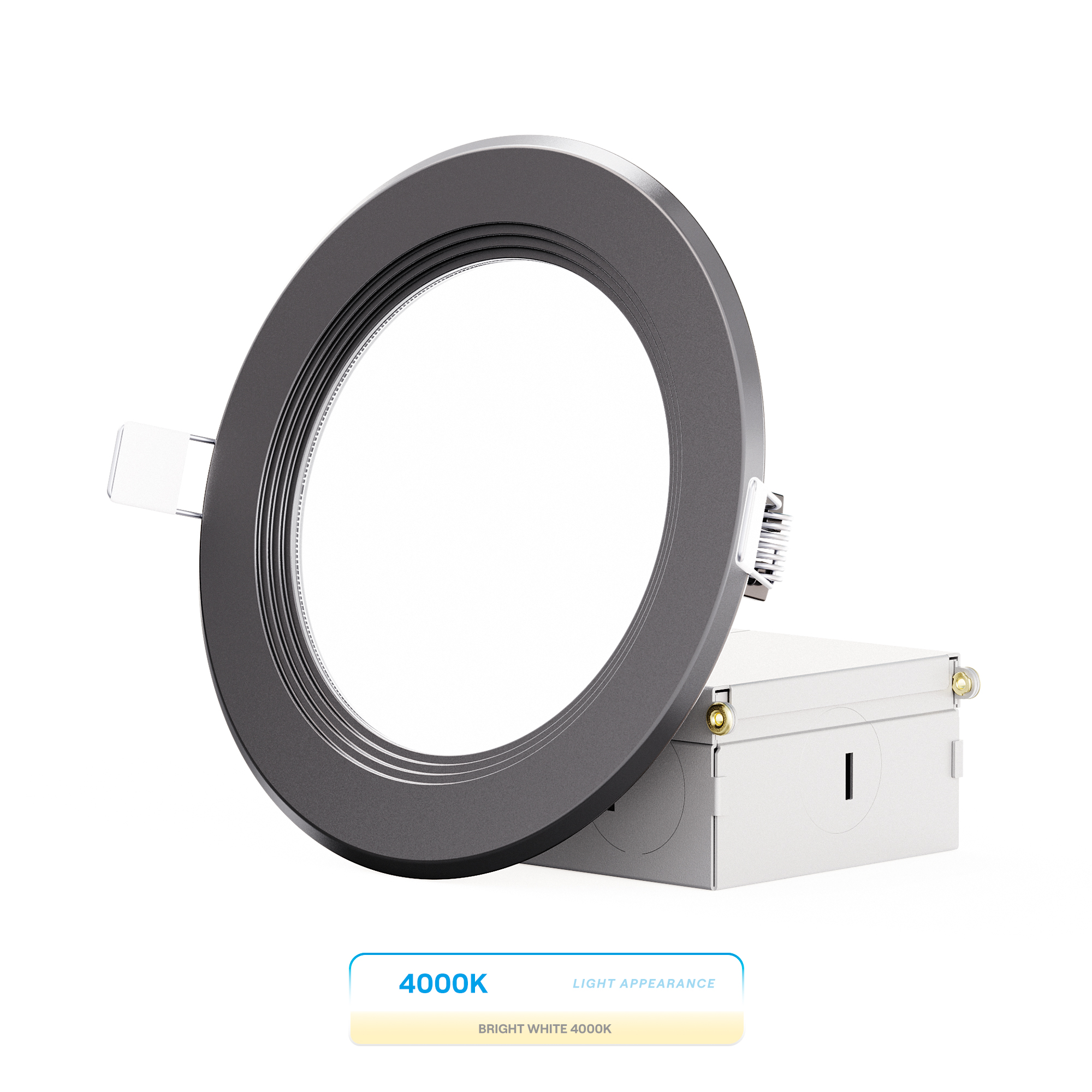 4 Inch Ultra-Thin Recessed LED Downlight, 9W 750LM, 4000K Cool White, Black Trim, Baffle Trim, Wet Rated, Triac Dimmable, ETL, FCC, Energy Star, (6 Pack)