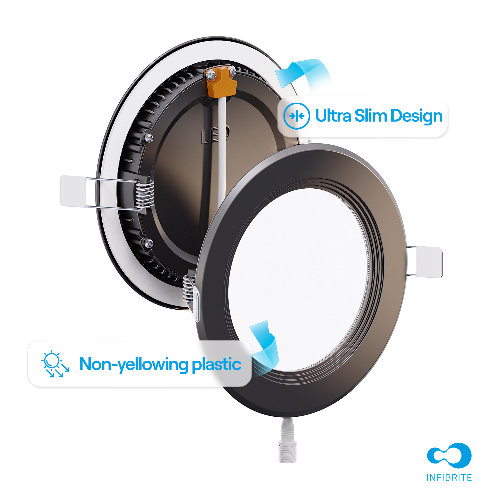 4 Inch Ultra-Thin Recessed LED Downlight, 9W 750LM, 5000K Daylight, Black Trim, Baffle Trim, Wet Rated, Triac Dimmable, ETL, FCC, Energy Star, (6 Pack) thumbnail 8