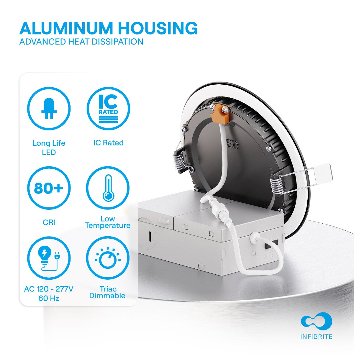 4 Inch Ultra-Thin Recessed LED Downlight, 9W 750LM, 3CCT Selectable, Black Trim, Baffle Trim, Wet Rated, Triac Dimmable, ETL, FCC, Energy Star thumbnail 3