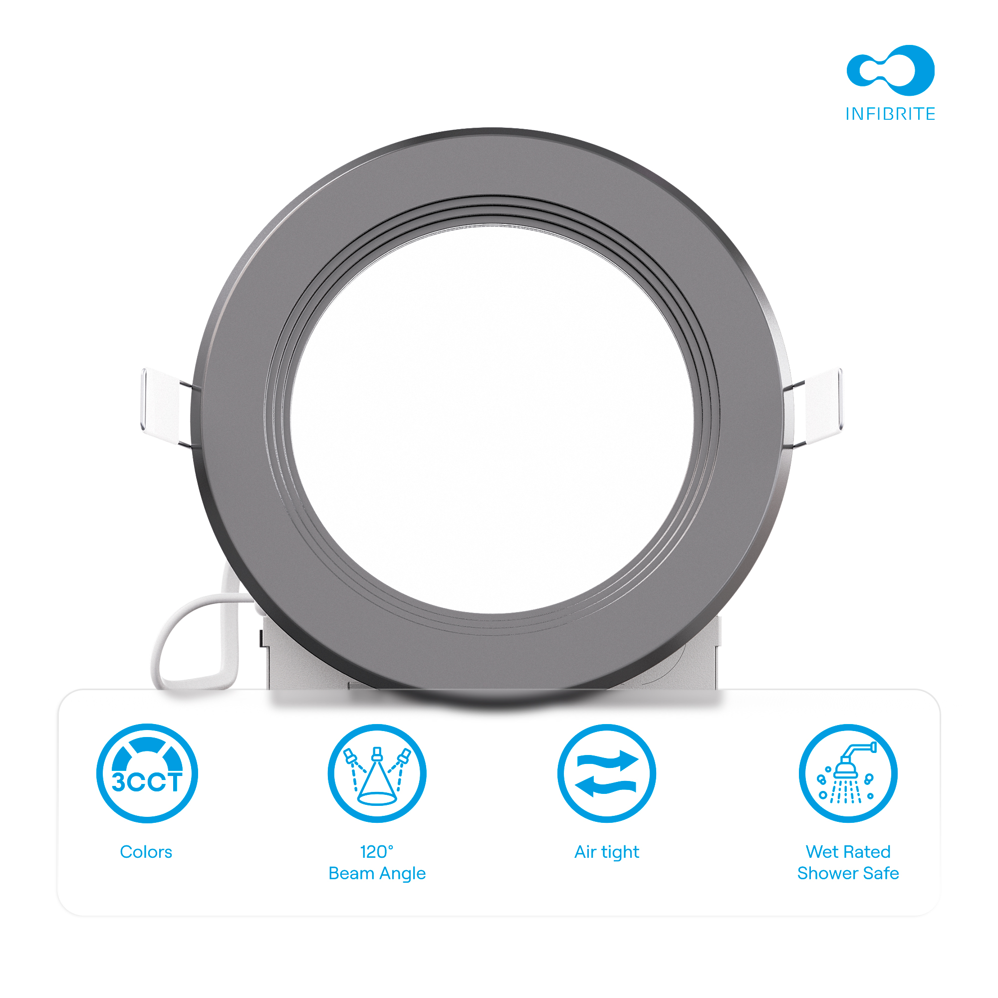 4 Inch Ultra-Thin Recessed LED Downlight, 9W 750LM, 3CCT Selectable, Black Trim, Baffle Trim, Wet Rated, Triac Dimmable, ETL, FCC, Energy Star thumbnail 5