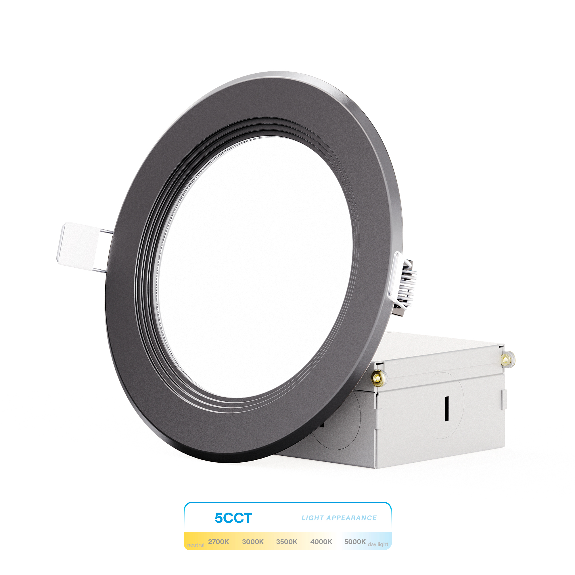 4 Inch Ultra-Thin Recessed LED Downlight, 9W 750LM, 5CCT Selectable, Black Trim, Baffle Trim, Wet Rated, Triac Dimmable, ETL, FCC, Energy Star, (12 Pack)