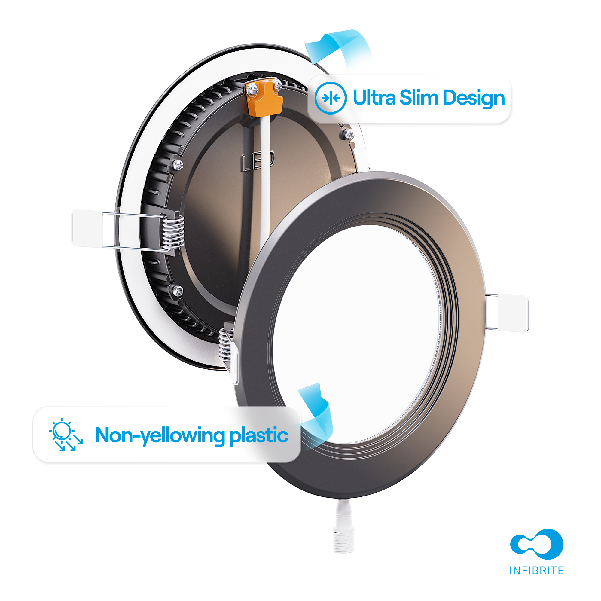 4 Inch Ultra-Thin Recessed LED Downlight, 9W 750LM, 5CCT Selectable, Black Trim, Baffle Trim, Wet Rated, Triac Dimmable, ETL, FCC, Energy Star, (24 Pack) thumbnail 8