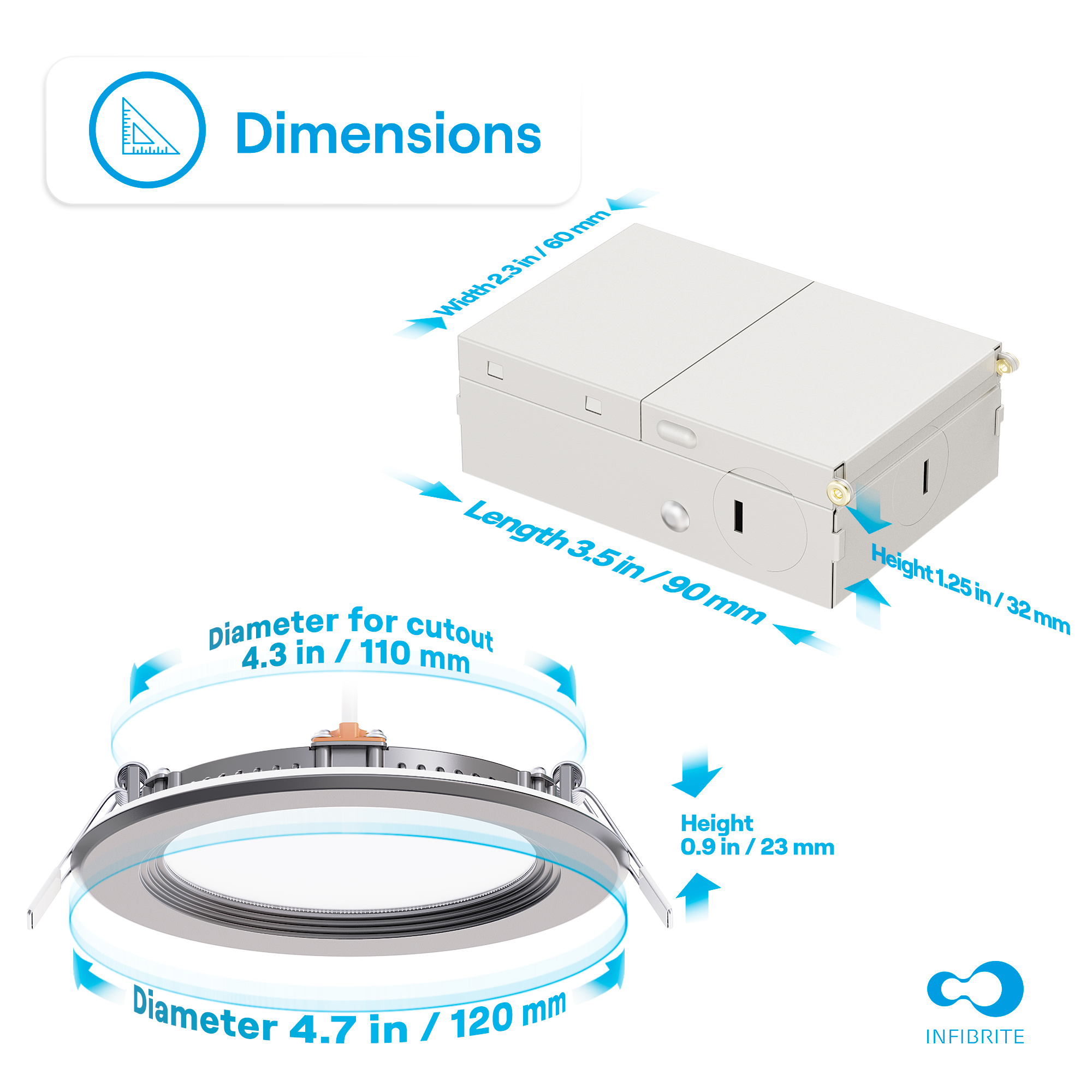 4 Inch Ultra-Thin Recessed LED Downlight, 9W 750LM, 5CCT Selectable, Black Trim, Baffle Trim, Wet Rated, Triac Dimmable, ETL, FCC, Energy Star thumbnail 8
