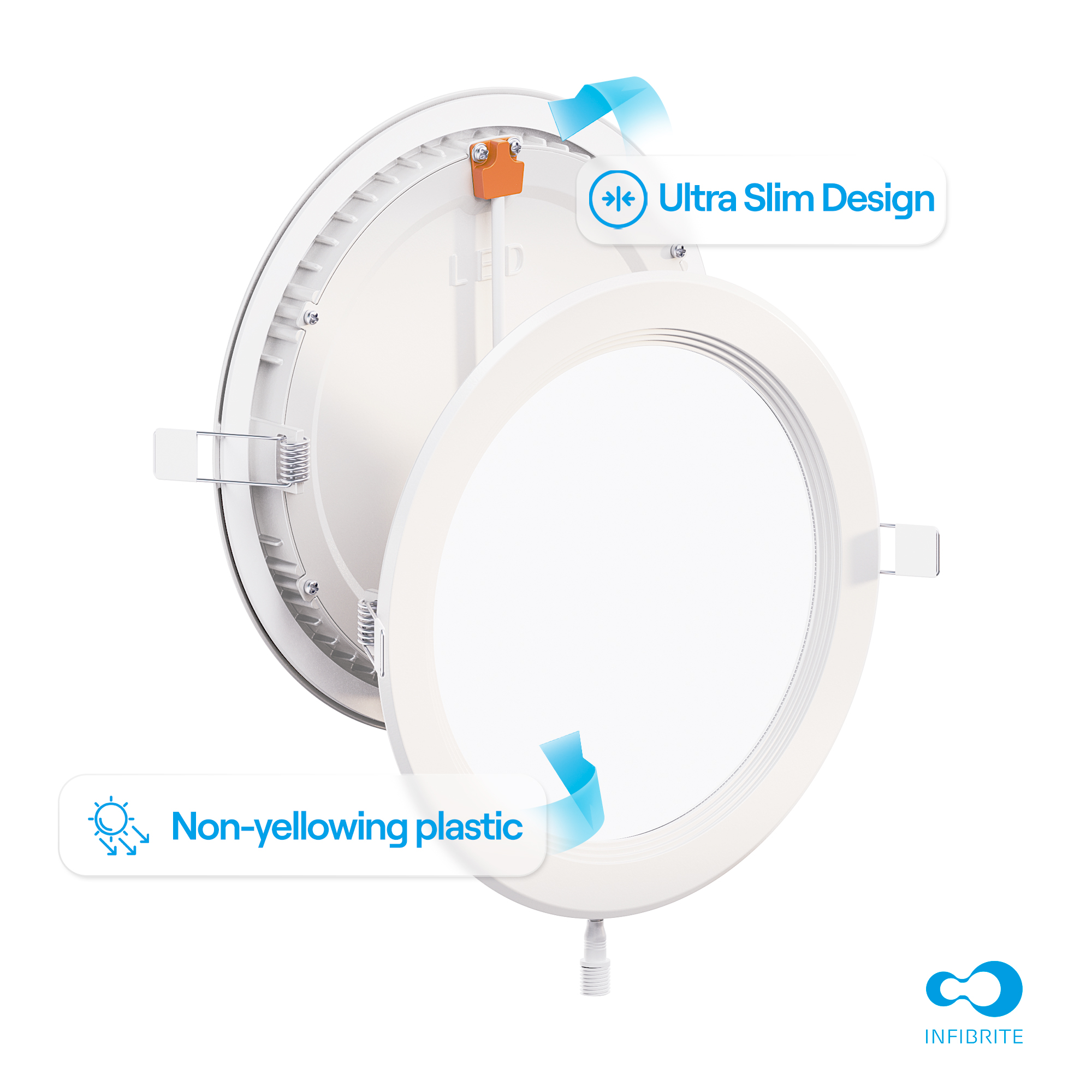 6 Inch Ultra-Thin Recessed LED Downlight, 12W 1,050LM, 2700K Soft White, White Trim, Baffle Trim, Wet Rated, Triac Dimmable, ETL, FCC, Energy Star thumbnail 7