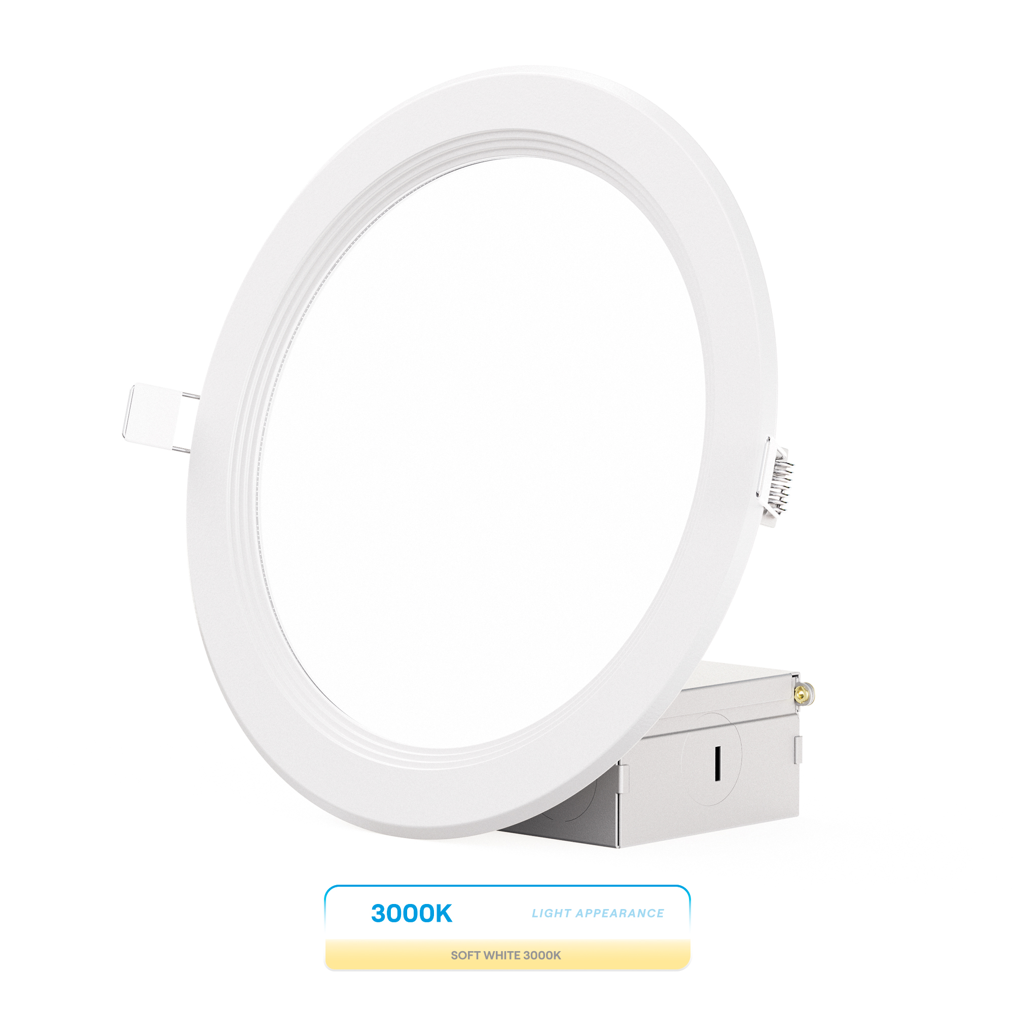 6 Inch Ultra-Thin Recessed LED Downlight, 12W 1,050LM, 3000K Warm White, White Trim, Baffle Trim, Wet Rated, Triac Dimmable, ETL, FCC, Energy Star