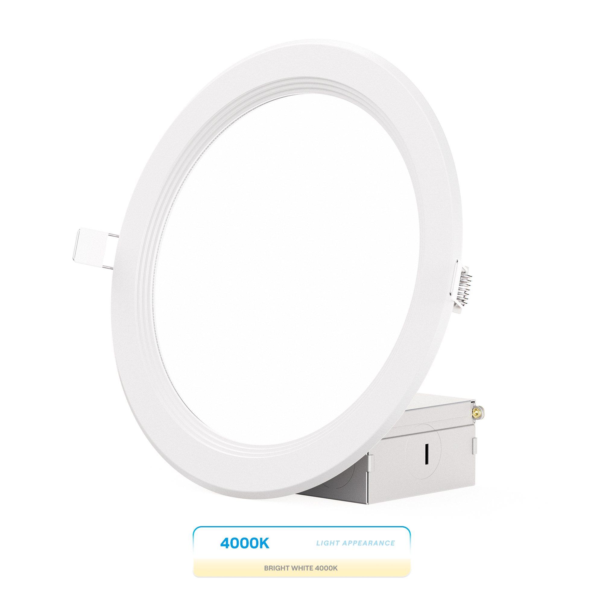 6 Inch Ultra-Thin Recessed LED Downlight, 12W 1,050LM, 4000K Cool White, White Trim, Baffle Trim, Wet Rated, Triac Dimmable, ETL, FCC, Energy Star