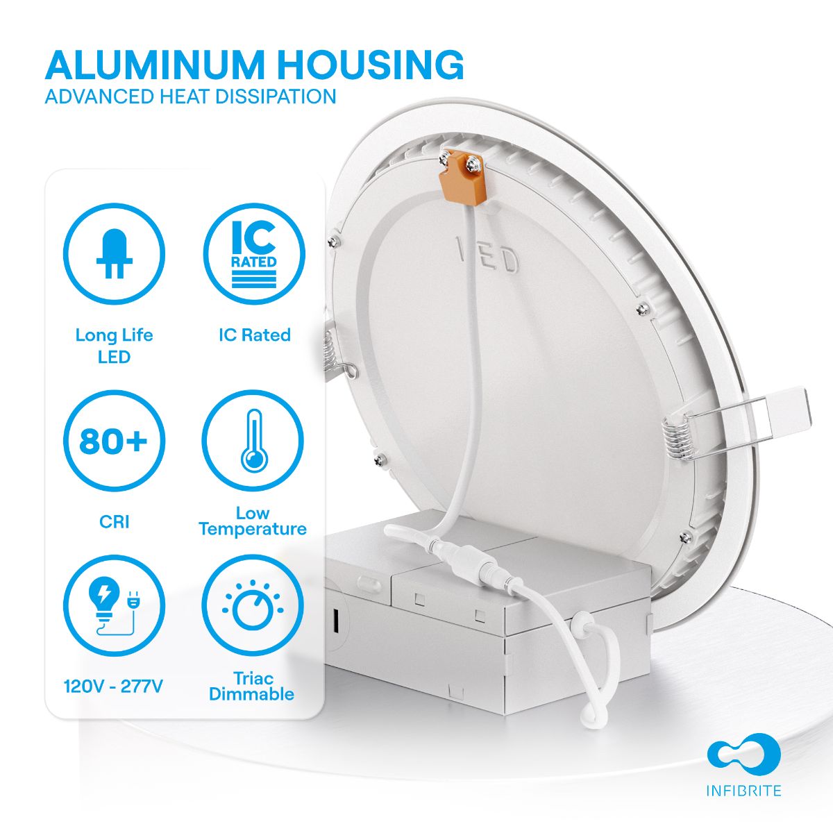 6 Inch Ultra-Thin Recessed LED Downlight, 12W 1,050LM, 4000K Cool White, White Trim, Baffle Trim, Wet Rated, Triac Dimmable, ETL, FCC, Energy Star, (6 Pack) thumbnail 4