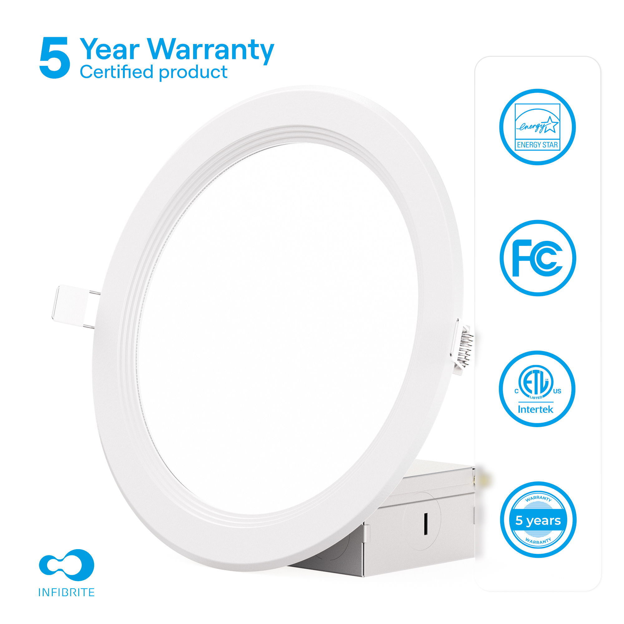 6 Inch Ultra-Thin Recessed LED Downlight, 12W 1,050LM, 4000K Cool White, White Trim, Baffle Trim, Wet Rated, Triac Dimmable, ETL, FCC, Energy Star, (6 Pack) thumbnail 5