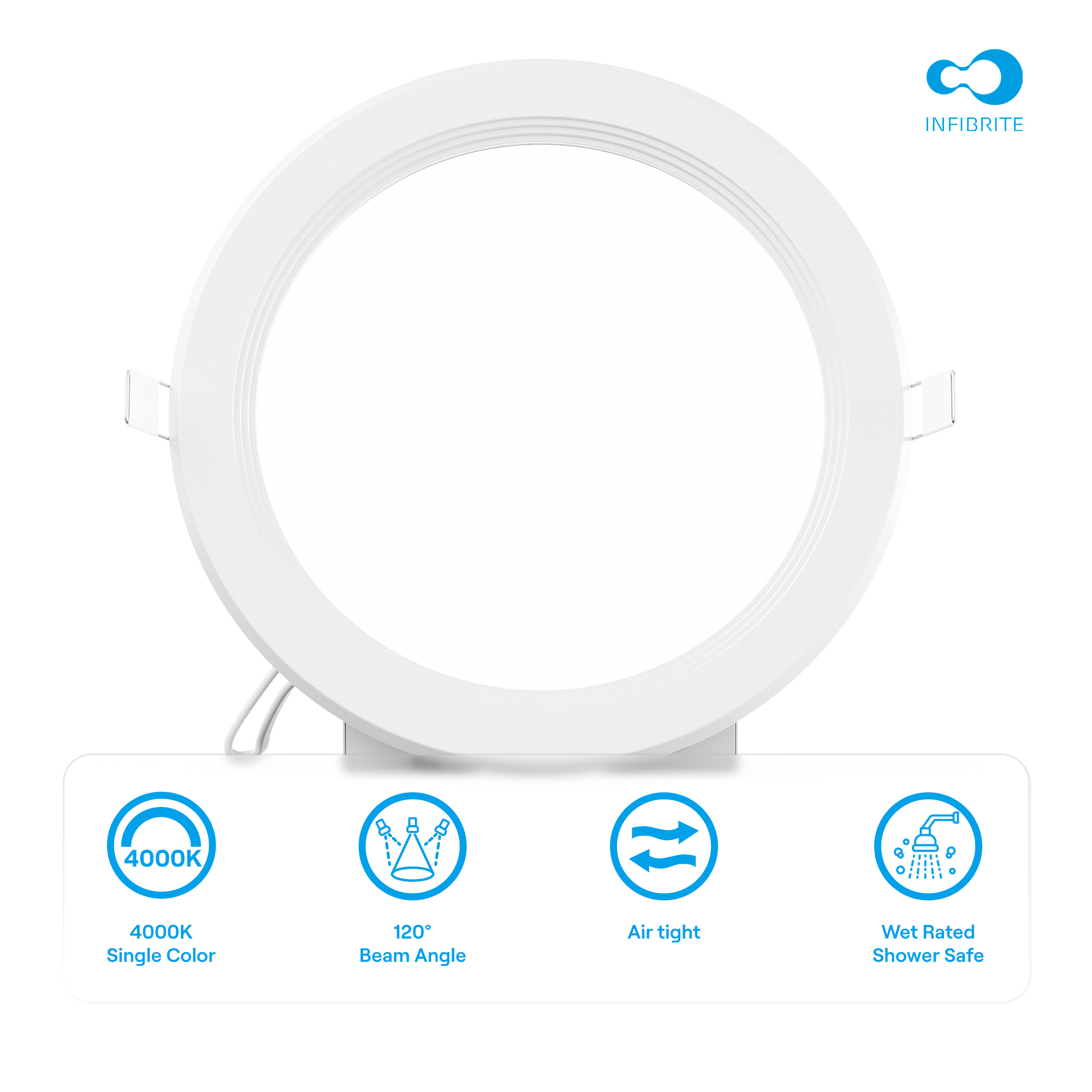6 Inch Ultra-Thin Recessed LED Downlight, 12W 1,050LM, 4000K Cool White, White Trim, Baffle Trim, Wet Rated, Triac Dimmable, ETL, FCC, Energy Star, (6 Pack) thumbnail 6
