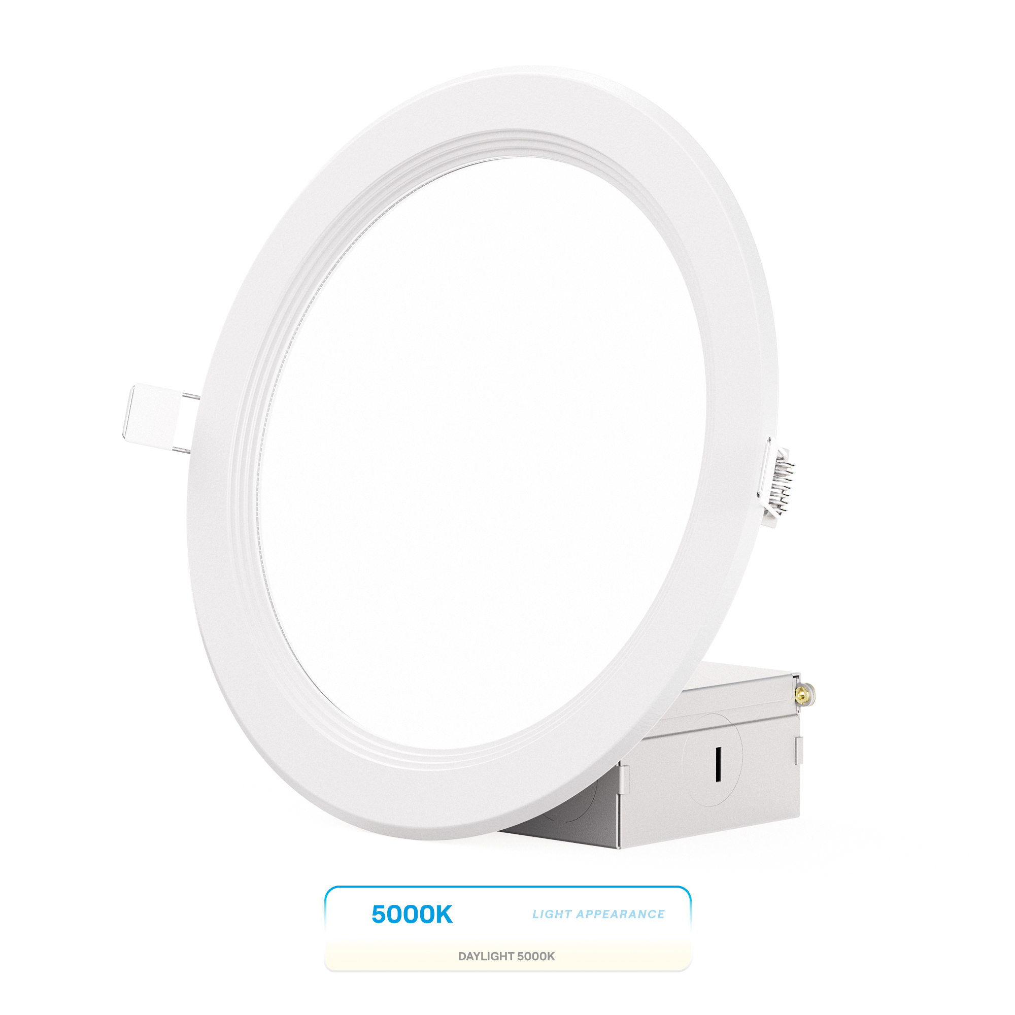 6 Inch Ultra-Thin Recessed LED Downlight, 12W 1,050LM, 5000K Daylight, White Trim, Baffle Trim, Wet Rated, Triac Dimmable, ETL, FCC, Energy Star