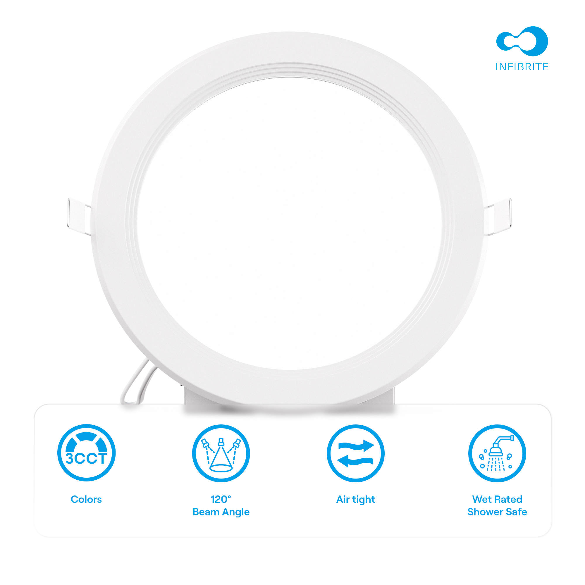 6 Inch Ultra-Thin Recessed LED Downlight, 12W 1,050LM, 3CCT Selectable, White Trim, Baffle Trim, Wet Rated, Triac Dimmable, ETL, FCC, Energy Star, (6 Pack) thumbnail 6