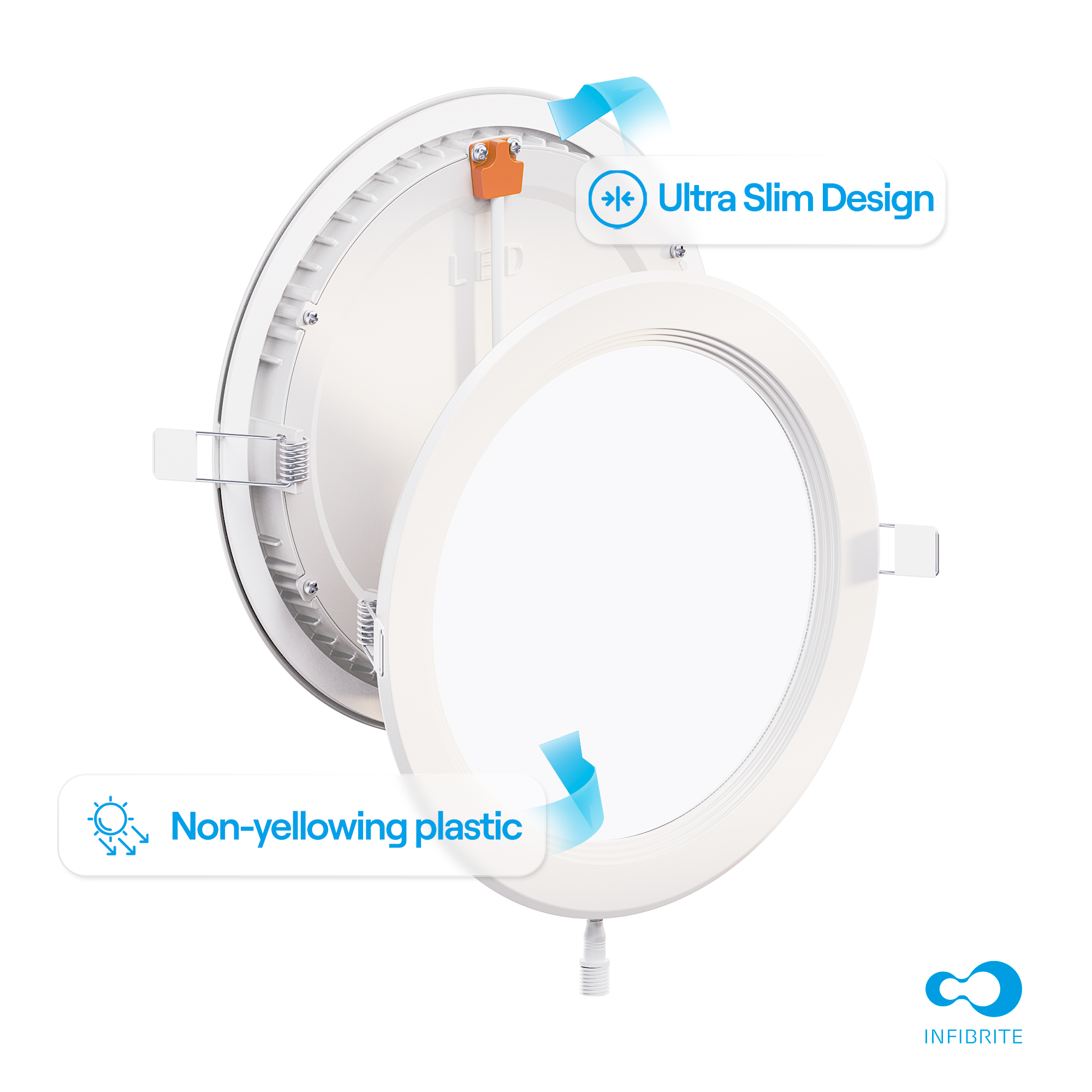 6 Inch Ultra-Thin Recessed LED Downlight, 12W 1,050LM, 3CCT Selectable, White Trim, Baffle Trim, Wet Rated, Triac Dimmable, ETL, FCC, Energy Star, (6 Pack) thumbnail 8