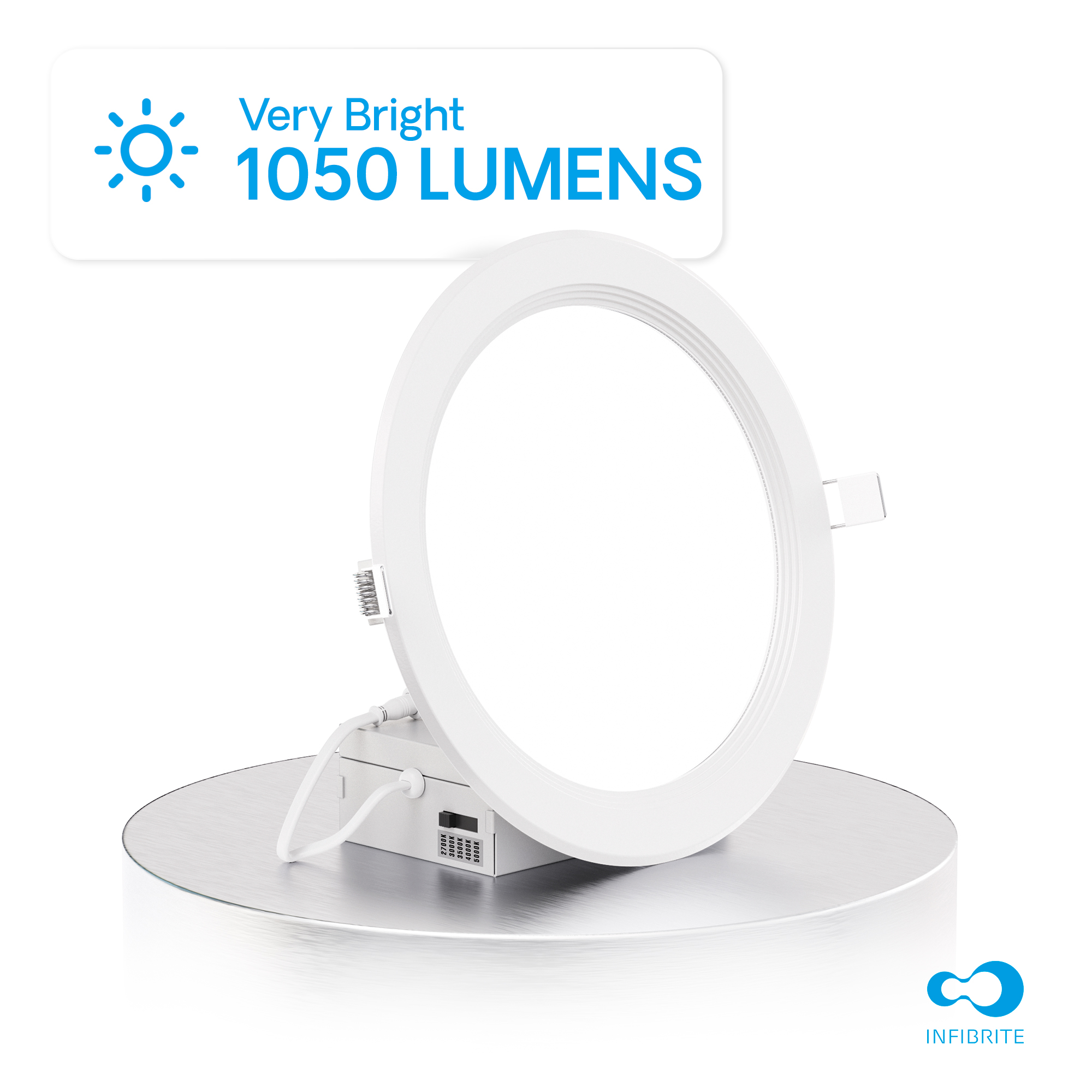 6 Inch Ultra-Thin Recessed LED Downlight, 12W 1,050LM, 5CCT Selectable, White Trim, Baffle Trim, Wet Rated, Triac Dimmable, ETL, FCC, Energy Star, (6 Pack) thumbnail 3