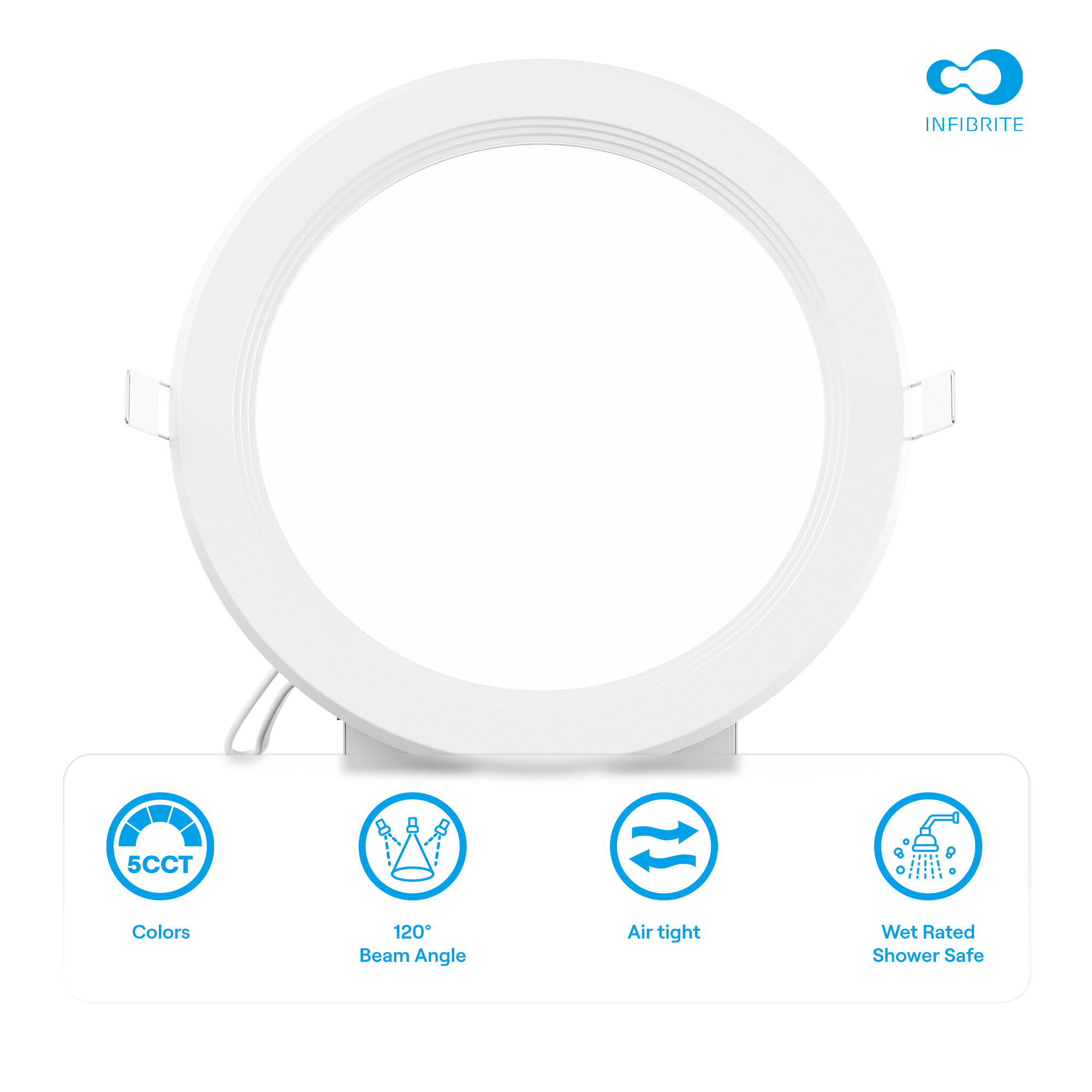 6 Inch Ultra-Thin Recessed LED Downlight, 12W 1,050LM, 5CCT Selectable, White Trim, Baffle Trim, Wet Rated, Triac Dimmable, ETL, FCC, Energy Star, (6 Pack) thumbnail 6