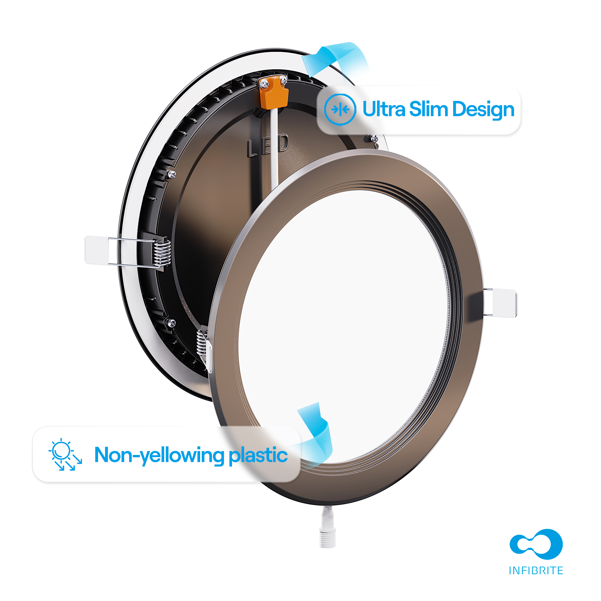 6 Inch Ultra-Thin Recessed LED Downlight, 12W 1,050LM, 5000K Daylight, Black Trim, Baffle Trim, Wet Rated, Triac Dimmable, ETL, FCC, Energy Star thumbnail 7