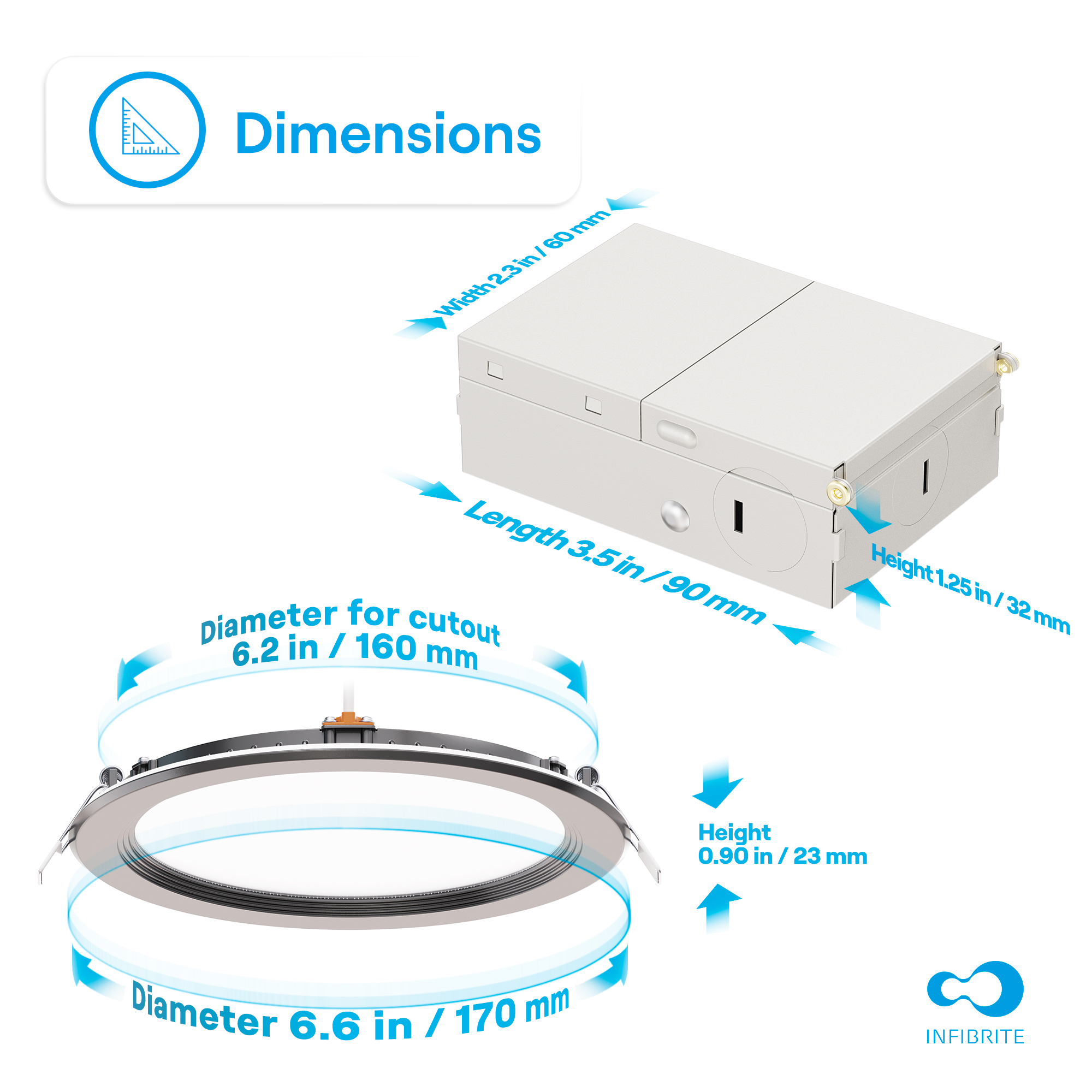 6 Inch Ultra-Thin Recessed LED Downlight, 12W 1,050LM, 5CCT Selectable, Black Trim, Baffle Trim, Wet Rated, Triac Dimmable, ETL, FCC, Energy Star thumbnail 8